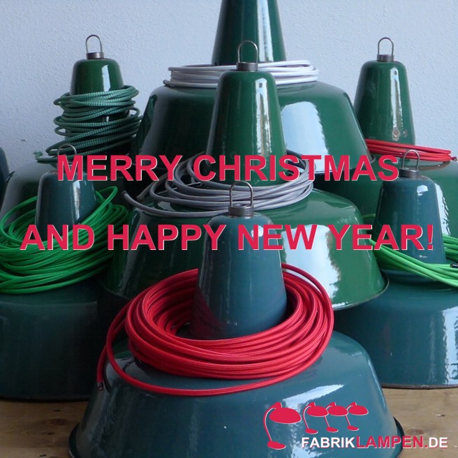 We wish our visitors Merry Christmas and Happy New Year with these old green industrial lamps. 