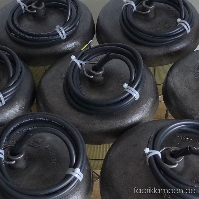 Nice group of casted iron factory lamps for a bigger project in Hamburg.